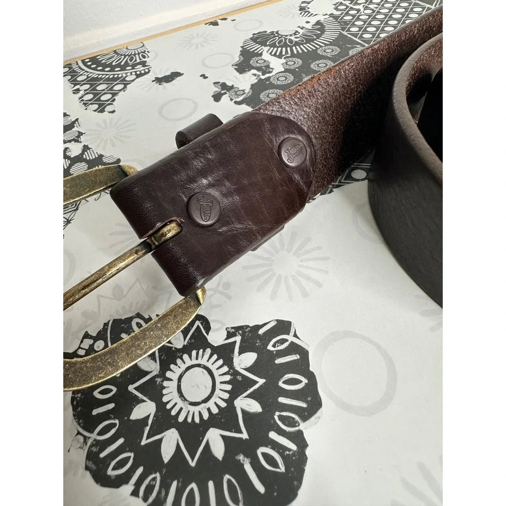 Justin Men's Dark Brown‎ Leather WorkBelt Size 36 Buckle Made in USA